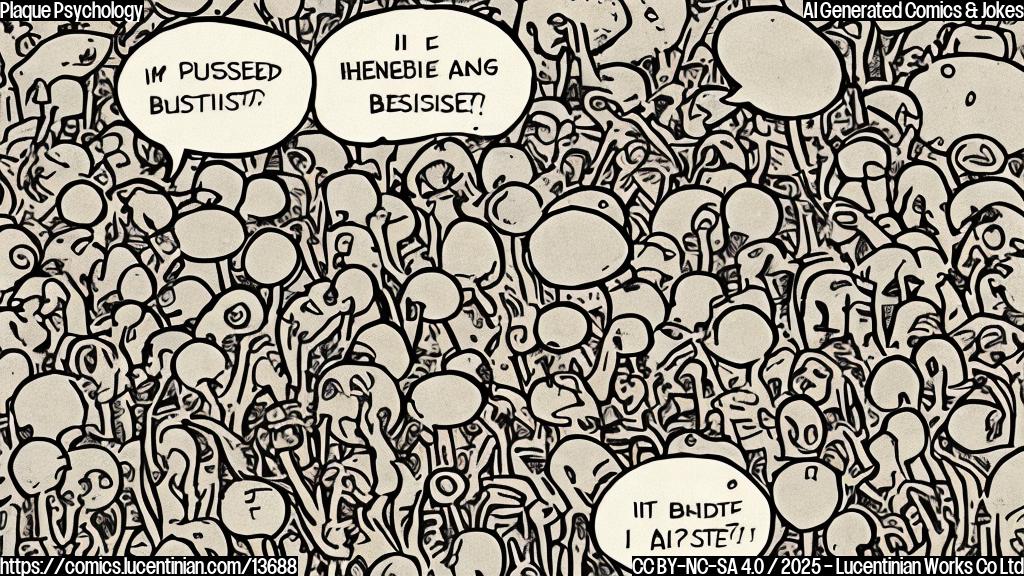 Illustrate a cartoon of a plaque with a thought bubble, looking worried and stressed. The plaque should have a speech bubble saying "I'm biased!"