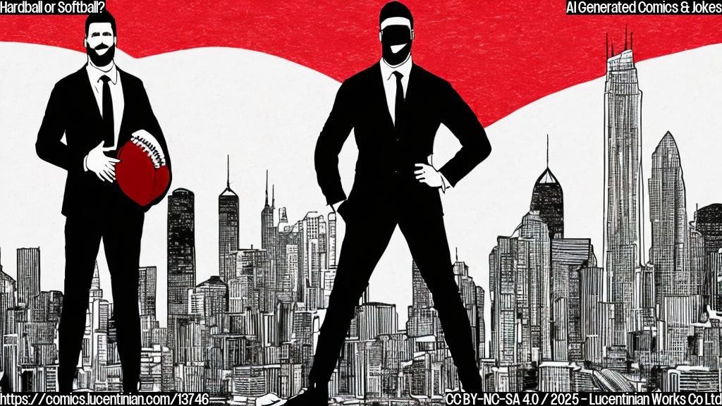 A cartoon of a football player (with a determined expression) holding a briefcase with a "$26.5M" label, standing in front of a city skyline with a red line drawn through it, symbolizing a risk being taken away.