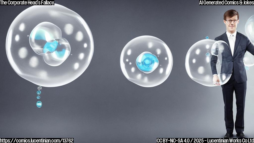 Draw an image of a person wearing a corporate suit and holding a briefcase, with a big bubble above their head that pops, revealing nothing behind. The background should be a city council meeting room with empty chairs.