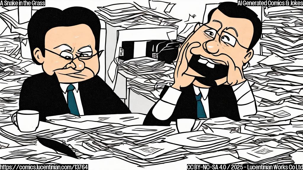 Draw a cartoon of a middle-aged man sitting at a desk, with a sad expression on his face and a Hollywood film logo in the background. The man is surrounded by papers with bad movie reviews and empty coffee cups.