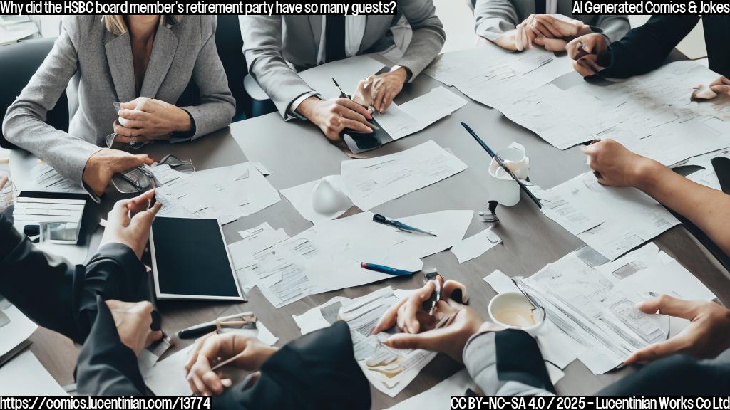 a grey-haired woman with a warm smile and glasses, sitting in a boardroom with a group of colleagues, surrounded by papers and pens, with a faint background of financial charts and graphs