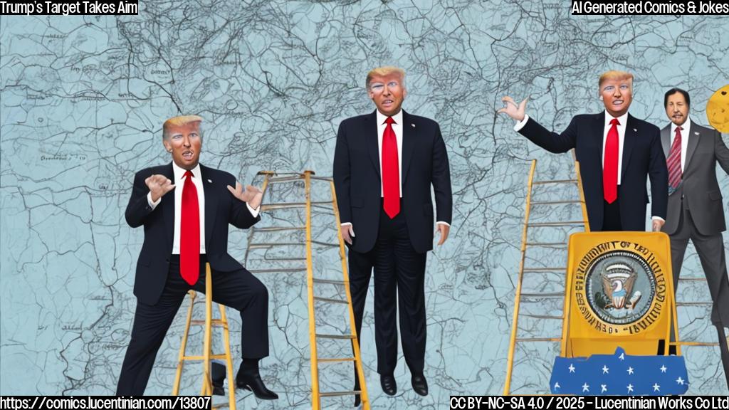 A cartoon of a person (Tim Walz) standing on top of a ladder, with Donald Trump and Mike Lindell looking up at him in frustration, against a backdrop of a Minnesota state map.