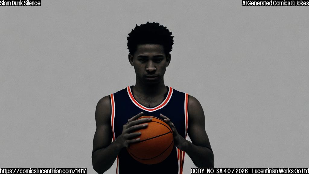 A silhouette of a person wearing a basketball jersey and holding a ball, standing with their arms slumped in disappointment. The background should be a blurred, dimly lit basketball court with a clock displaying 10:00 PM.