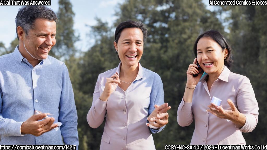 Two politicians from different countries are on the phone, smiling and chatting. One of them is holding a small, flapping object in their hand.