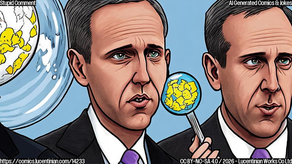 Draw a cartoon of a person (GOP Sen. Thom Tillis) with a speech bubble saying "stupid" and another person (Stephen Miller) in the background, looking worried and holding an ice cube. Both are standing near a large globe with Greenland visible on it.