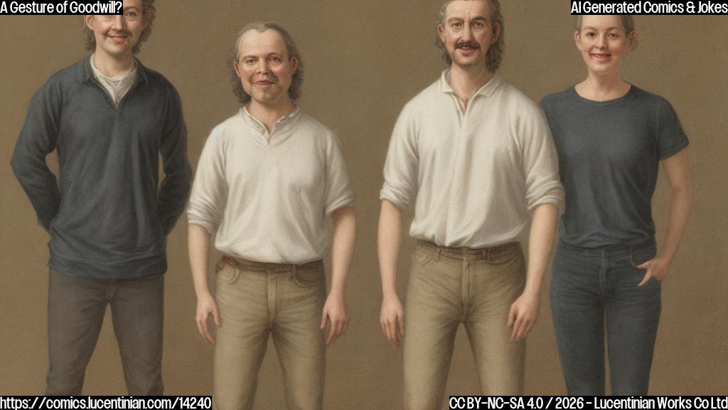 Two figures, one smiling, one frowning, standing side by side, wearing casual clothing. The smiling figure has their hands clasped together, while the frowning figure is crossing their arms over their chest. They are both standing in front of a plain white or light-colored background, with a subtle gradient effect to give it a sense of depth.