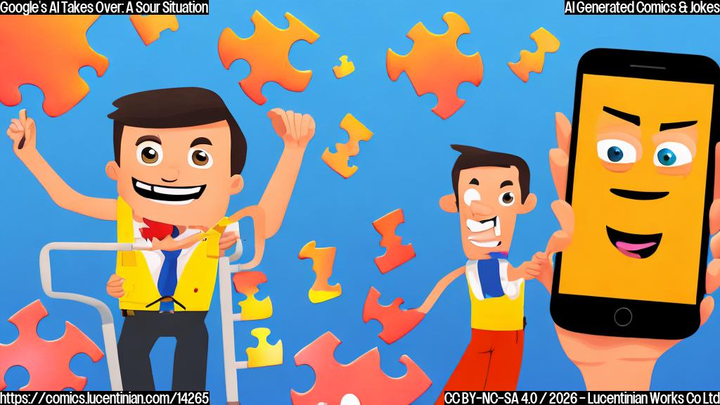 Draw a cartoon of a person holding a ladder and standing next to a smartphone with a puzzled expression, surrounded by confused and frustrated emojis. The smartphone should have a giant "UPDATE NOW" screen on it.