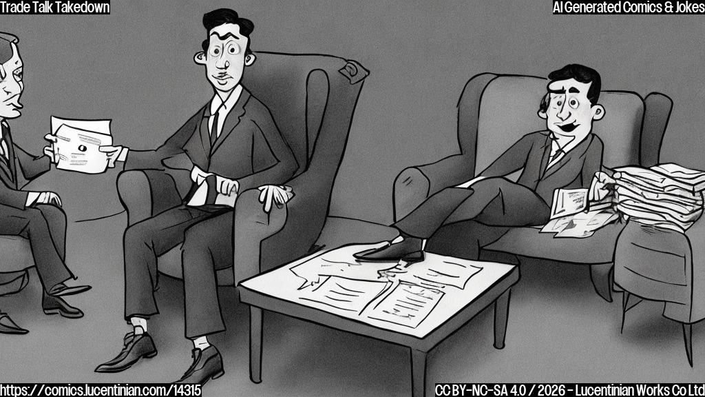 A cartoon of a person sitting on a therapist's couch, with a confused expression on their face. The person is wearing a suit and tie, and there's a piece of paper in front of them with a baseball trade agreement written on it.