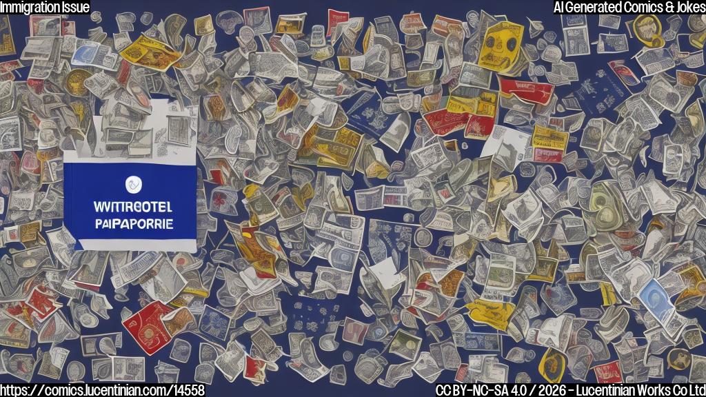 A cartoon style image of a contract with a worried expression, surrounded by immigration-related icons (e.g., flags, passports, borders) and a faint outline of an ICE symbol in the background. The contract is shown as being held or bound by two figures, one representing the government/ICE and the other representing the company/subsidiary. The atmosphere should be tense and uncertain.