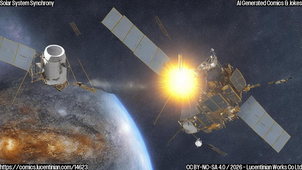 A spacecraft with a heliophysics mission around the Sun-Earth L1 Lagrange point, orbiting in synchronization with Earth's daily rotation