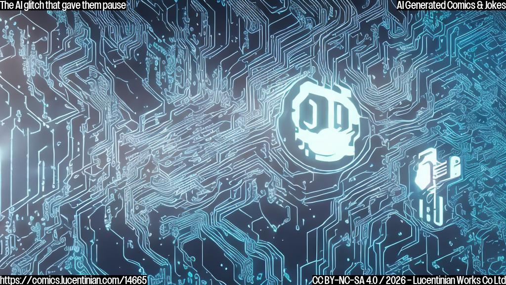 A cartoon style image of a cyber defender sitting in front of a computer with a puzzled expression, surrounded by lines and codes on the screen with a "glitch" symbol overlaid on it, and a thought bubble above their head showing a faint outline of a broken circuit board.