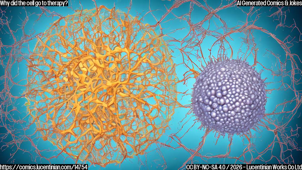 A stylized cartoon of a cell with actin and microtubules as scaffolding, surrounded by other cellular components, in a plain color style. The cell should be shown with a slight crumpled or stressed appearance to emphasize the "cracking under pressure" theme.