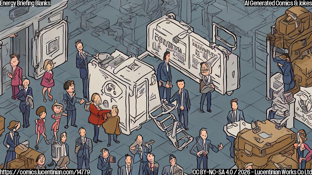 Illustrate a plain-colored cartoon style image of a person with a briefcase standing on top of a ladder, next to a large door with a sign that says "Classified Briefing" and a few senators looking curious in the background.