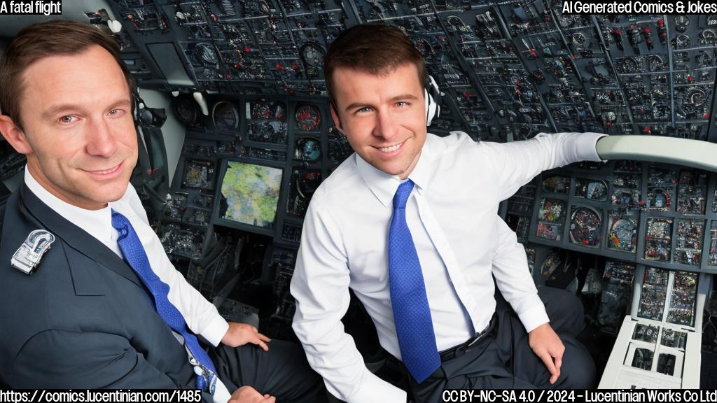 a small, determined-looking person with a white shirt and a blue tie sitting at the controls of a single-engine plane, surrounded by empty seats and a map of Colorado on the wall