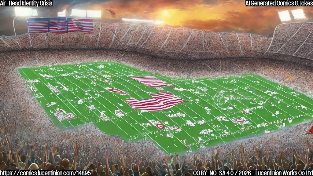 Draw a simple cartoon of a large football stadium with a puzzled face in front of it, surrounded by blurred images of landmarks and flags from the Spanish capital.