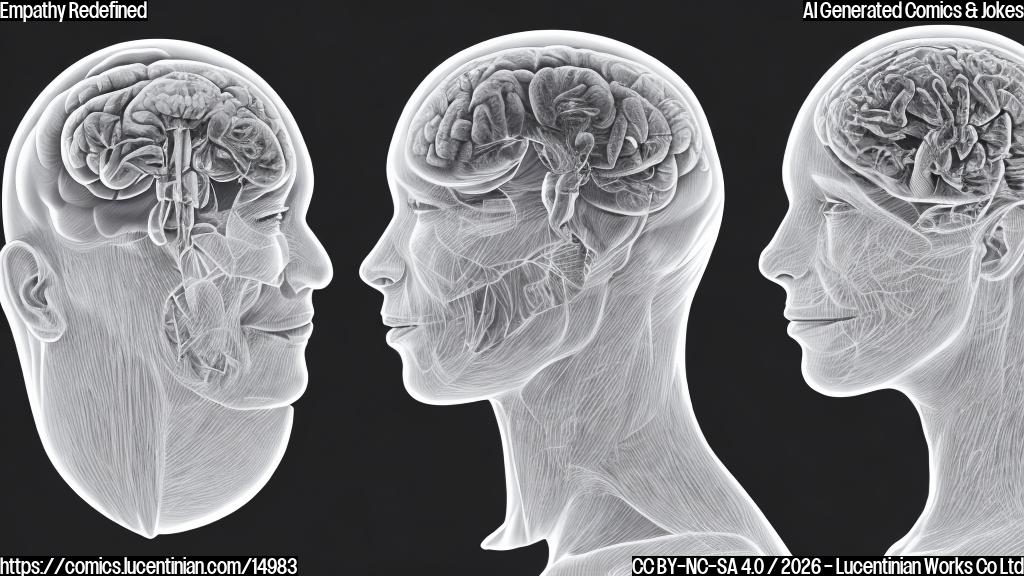 Draw a simple cartoon of two people, one male and one female, with similar expressions on their faces, surrounded by faint brain scans or neural activity illustrations.