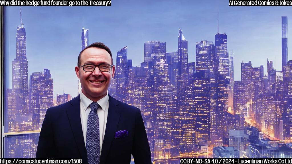 A smiling, middle-aged man with a briefcase in one hand and a notepad in the other, standing in front of a large window with a city skyline behind him, wearing a suit and tie. The windows are tinted with a subtle gradient from blue to purple, indicating a nighttime scene.