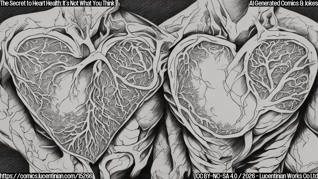 Draw a plain color cartoon style picture of a person with a heart shape on their chest, surrounded by blocked arteries and a therapist in the background with a concerned expression.