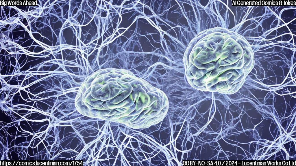 A deep, abdominal layer of fat wrapping around a brain with increased amyloid and tau proteins, surrounded by neurons in a lab setting