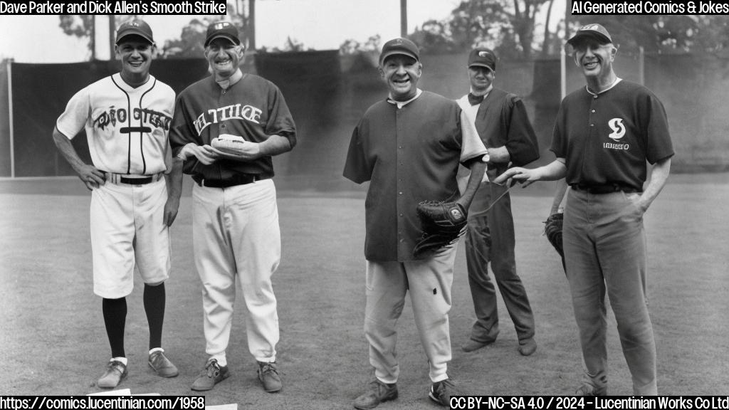 Two older men in baseball caps and uniforms, with one person holding a ballot box. The man on the left has a big smile and tears streaming down his face, while the other has a more stoic expression. Both are standing in front of a background that resembles a vintage baseball stadium.