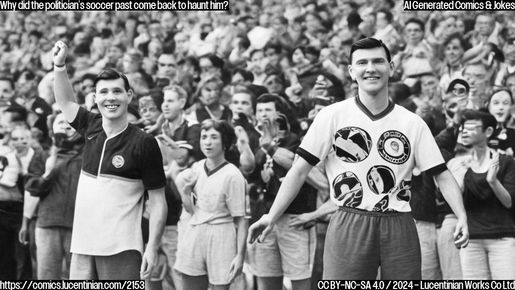 a far-right former sports icon with a charismatic smile and a confident stride, wearing a retro-style jersey with a prominent logo of his favorite soccer team, standing in front of a crowd of cheering fans with a podium behind him, symbolizing both his athletic achievements and his new political role