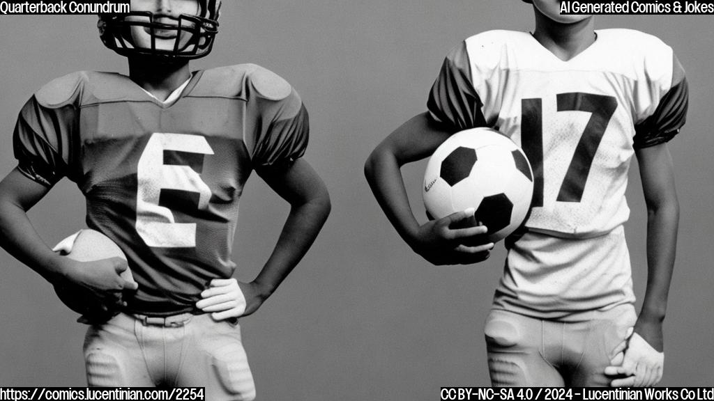 A young football player with short brown hair and a determined look on his face, wearing a football helmet and holding a football in one hand, standing confidently in front of a white background.