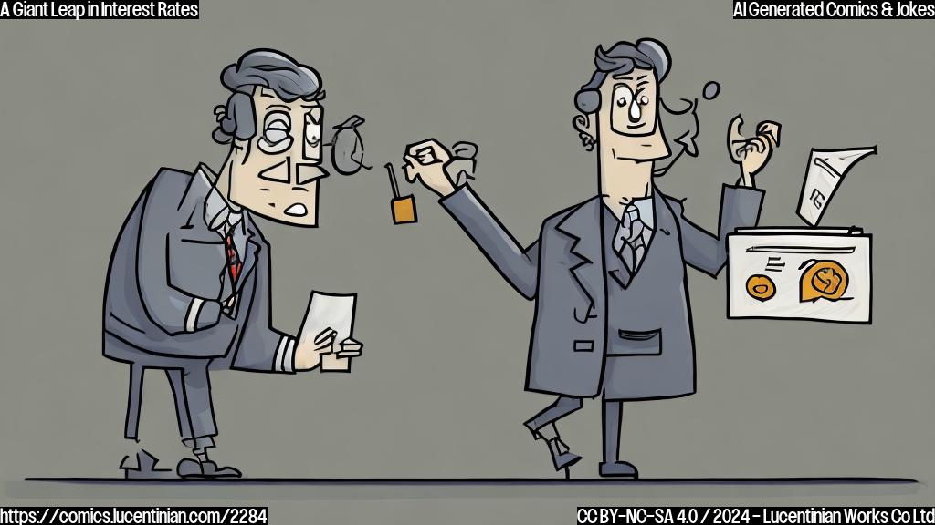 Draw a simple cartoon style image of a giant with a thought bubble, holding a stock chart in one hand and a psychiatrist's notebook in the other. The background should be a gray or blue-gray color to represent a financial market environment. The giant should have a surprised expression on its face.