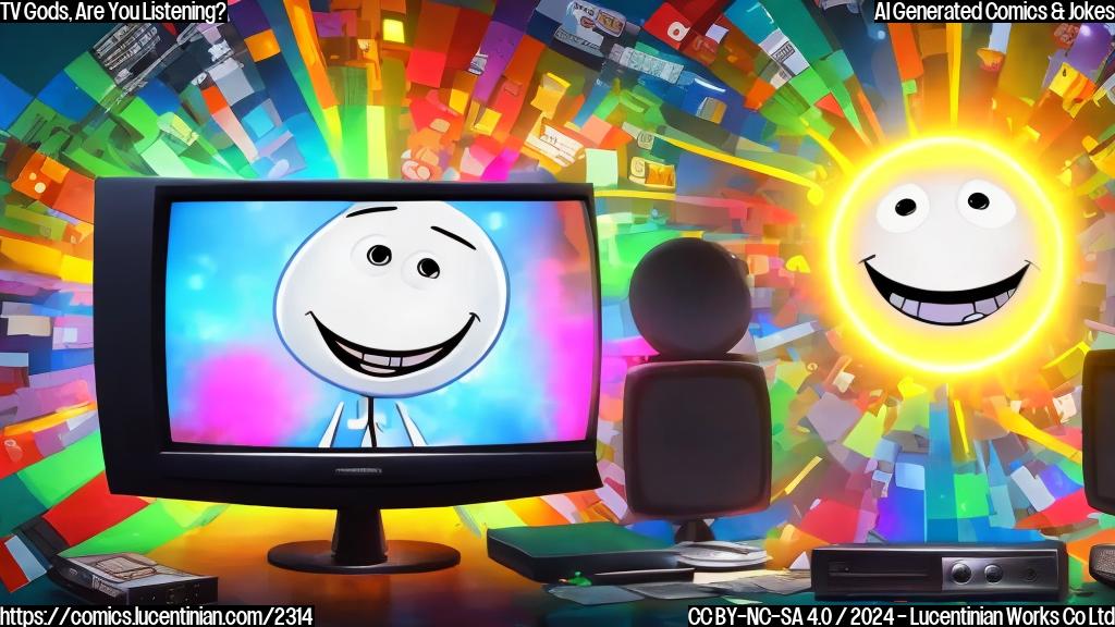 A cartoon of a smiling TV with a thumbs up, surrounded by scattered scripts and a few tears in its "screen", with a faint image of a reboot button in the corner. The TV's screen should display a few snippets from popular shows being revived or rebooted.