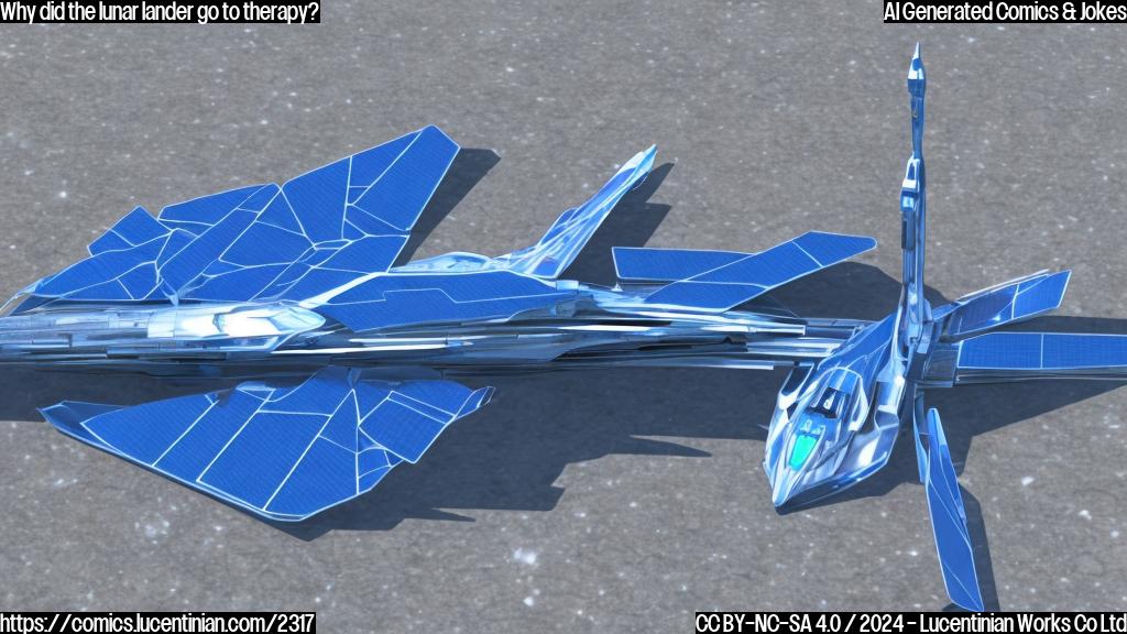 a futuristic, blue-colored spaceship with a cockpit and solar panels, parked next to a large, silver rocket on a launchpad