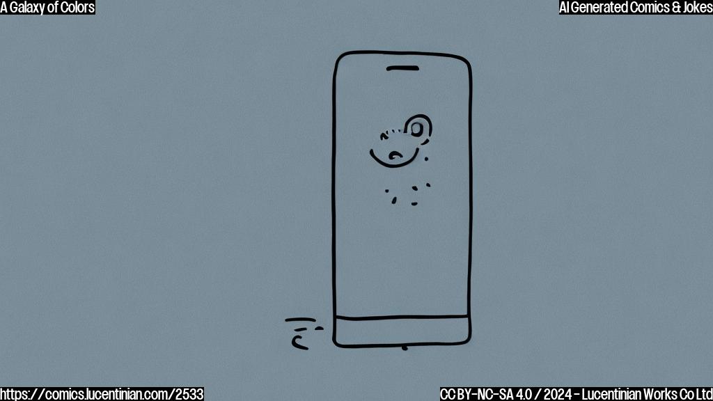 A cartoon drawing of a sad smartphone in a plain blue color, simple background.