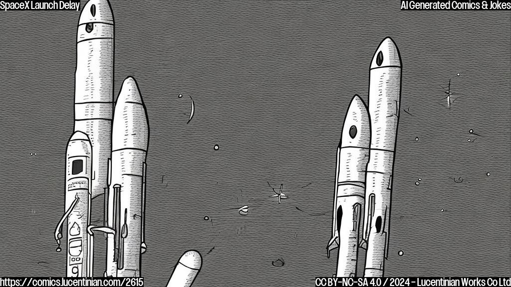 A cartoon drawing of a rocket with a frustrated face, and sweat drops on its side. Style: plain color cartoon