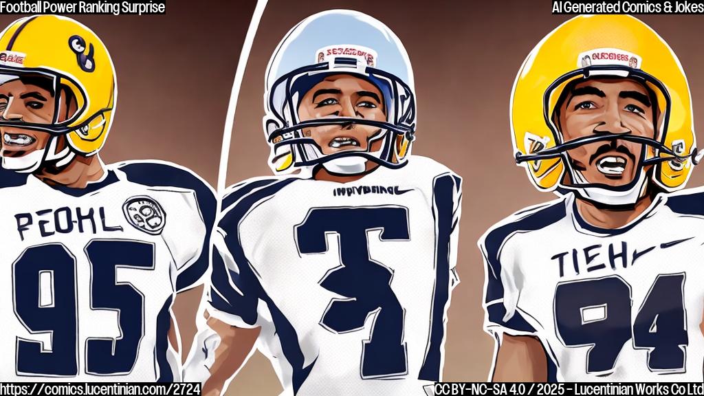 A cartoon of two football players, one with a surprised expression and the other with a smug expression. One wearing a jersey with a number 1 and the other with number 2, on a plain background.