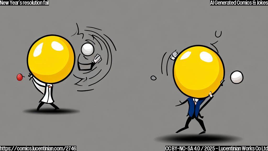 A simple cartoon drawing of a New Year's resolution represented as a tiny person in a business suit, struggling to push a large, heavy ball through a gridlock of traffic. The drawing should be in shades of gray with black outlines.