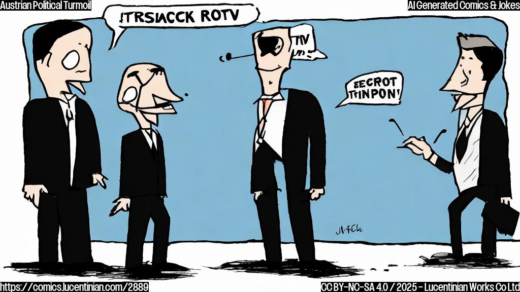 A simple cartoon drawing of two stick figures in suits, one slightly taller than the other. They're arguing over a TV remote, with speech bubbles coming from each representing frustrated statements. The background is a plain light-blue color.