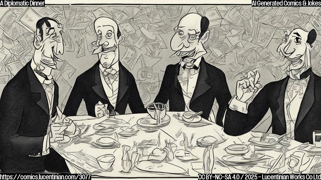 A cartoon of two figures in suits sitting at a table in a fancy restaurant, one looking stressed and the other looking smug, a large bill is between them. Simple lines, flat colours.