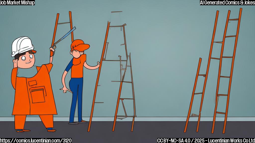 A cartoon of a person holding a ladder and standing next to a graph with a pinched yield curve