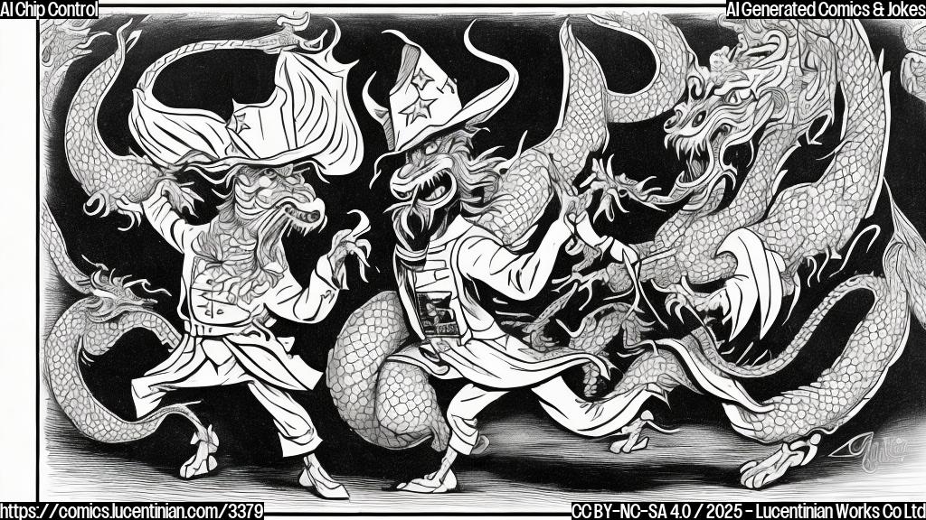 A simple cartoon drawing in plain colors of two figures: one representing the USA (Uncle Sam-like character) and one representing China (a figure with a dragon-like feature) engaged in a neck-and-neck race, with a microchip as the finish line. The style should be reminiscent of vintage political cartoons.