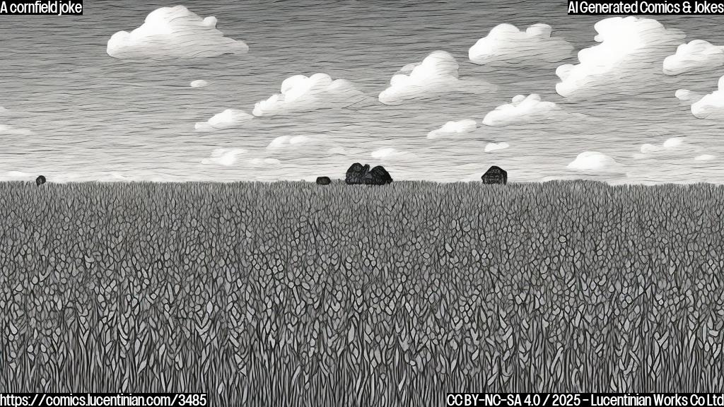 A cartoon drawing of a cornfield with big ears, in a plain color style.