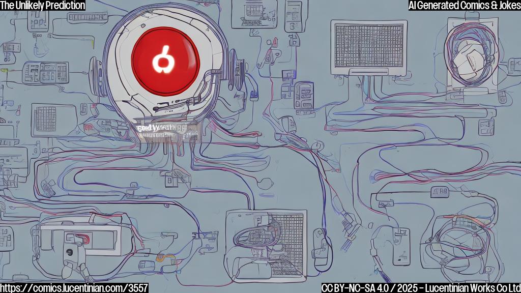 A plain color cartoon of a computer with wires and blinking lights displaying a large "31-15" on its screen. A small, confused-looking football helmet wearing a confused Commanders uniform watches from the bottom right corner. The whole image should be in a plain, almost flat color style.