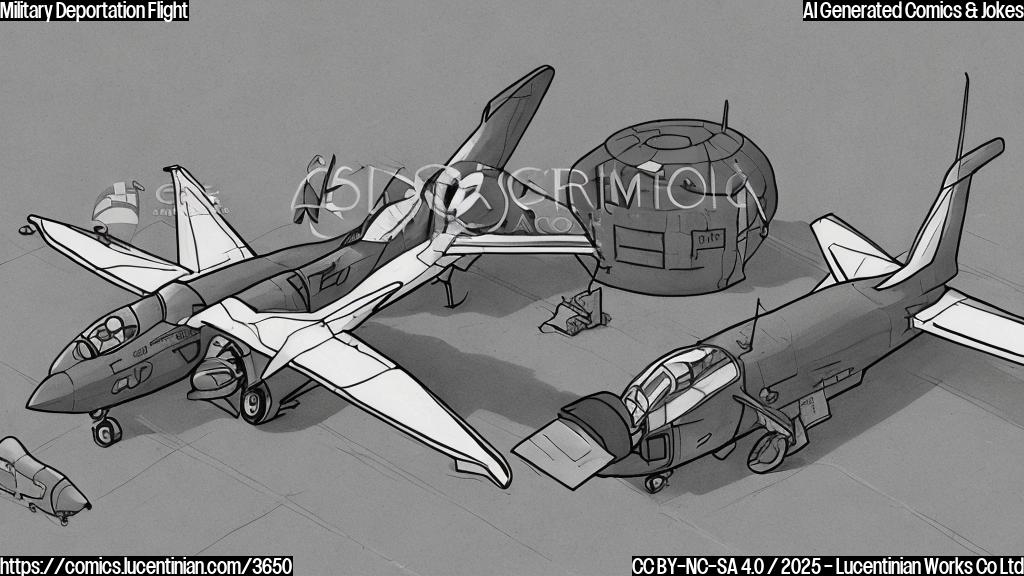 A cartoon drawing of a military airplane parked illegally next to a sign saying 'No Fly Zone'. The plane is light grey, and the sign is dark blue. The style is flat color and simple, without shadows or textures.