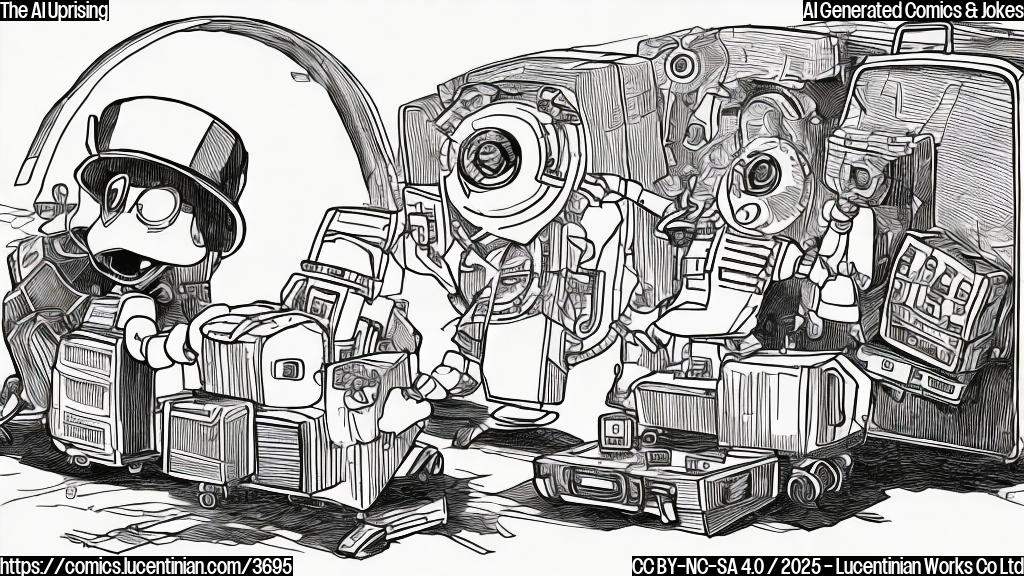 A simple cartoon of a graph pointing sharply downwards, a small robot character in the foreground with a suitcase and a sun hat is pointing to it and laughing. Plain colors, no background.