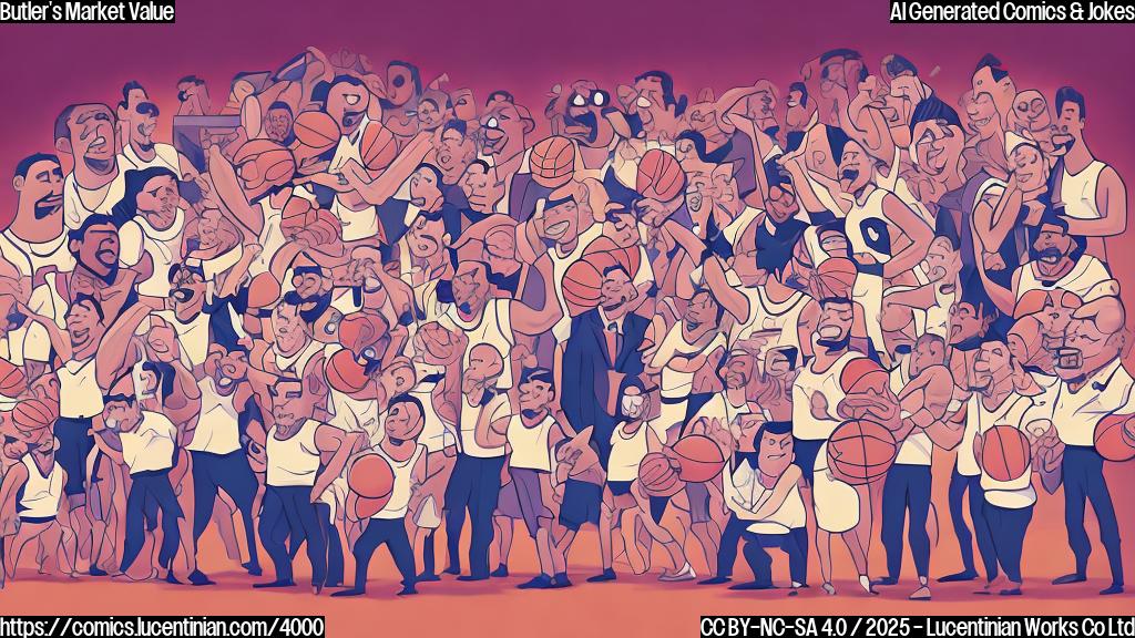 A cartoon drawing of a basketball player with perfectly gelled hair looking upset and surrounded by several frowning team managers with speech bubbles saying "Too much drama!", "High maintenance!", "Can't handle it!" in a plain color cartoon style.