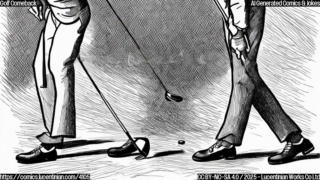 A cartoon drawing of a golfer carrying extra pants in a golf bag, simple lines, single color, plain background