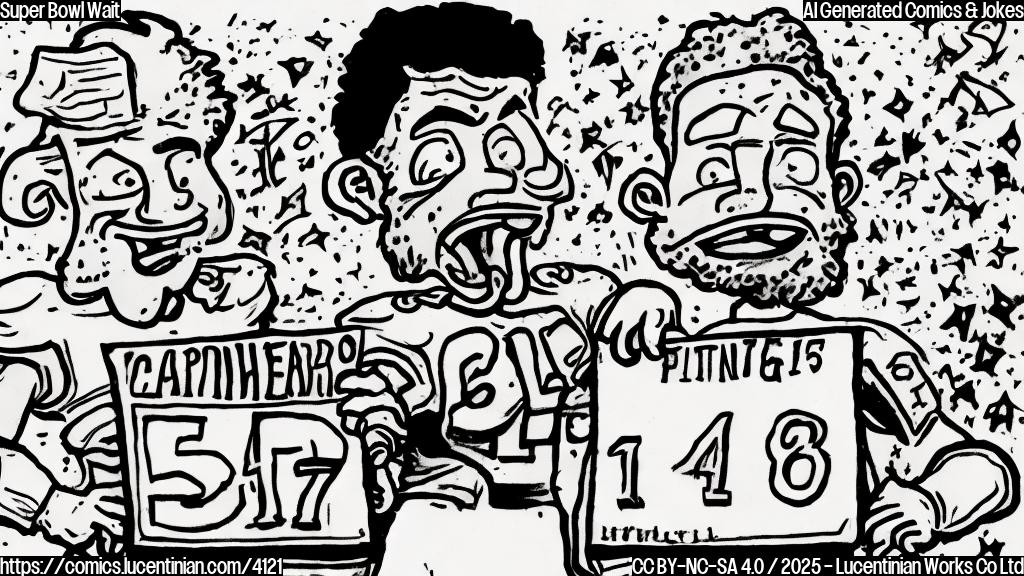 A simple cartoon of a football player looking exasperated at a calendar with a giant "157" circled, in plain colors.