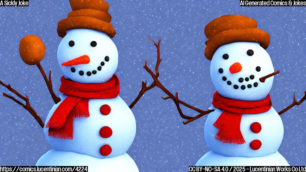 A cartoon snowman wearing a vest, plain background, plain colors