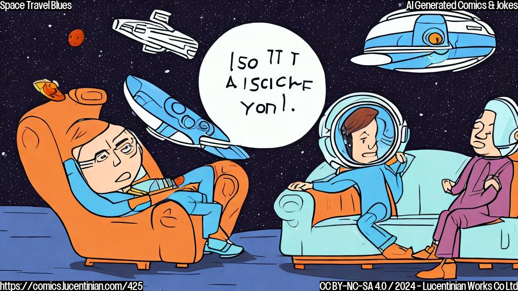 A cartoon of a person sitting on a couch, looking sad and holding a broken heart, with a spaceship flying off into the distance behind them. The person is wearing a spacesuit and has a thought bubble above their head with a speech bubble saying "I need space".