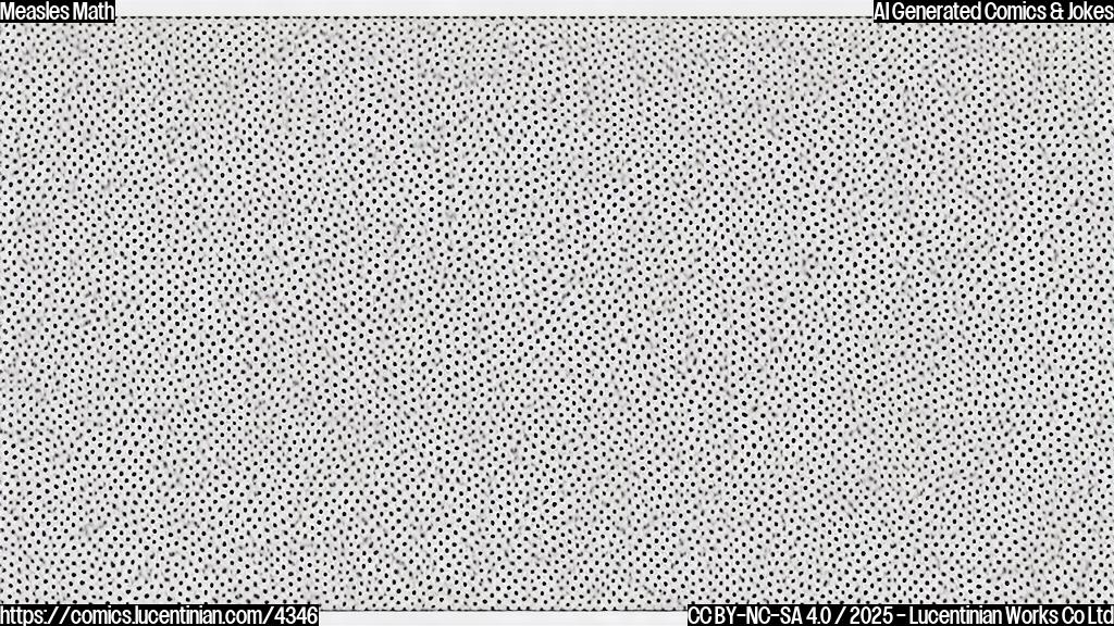 A simple cartoon of two red spots on a plain background, representing two cases of measles. The spots are doubling in size. Simple line art, no shading. Plain color palette.