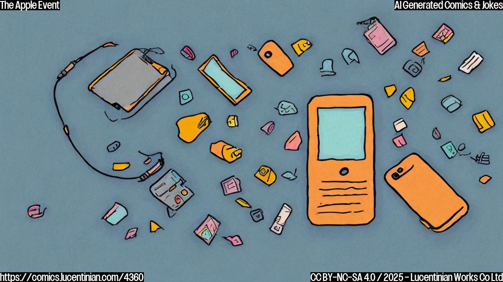 A cartoon drawing of a small, compact phone with a large screen, in a plain color style.