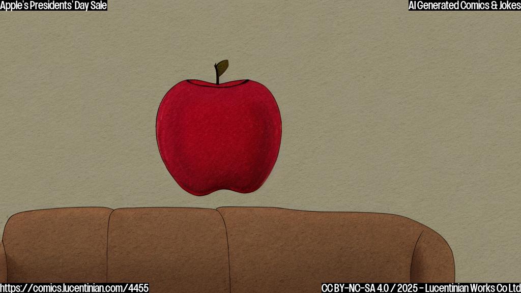 A simple cartoon drawing of a distressed red apple sitting on a therapist's couch, plain background.