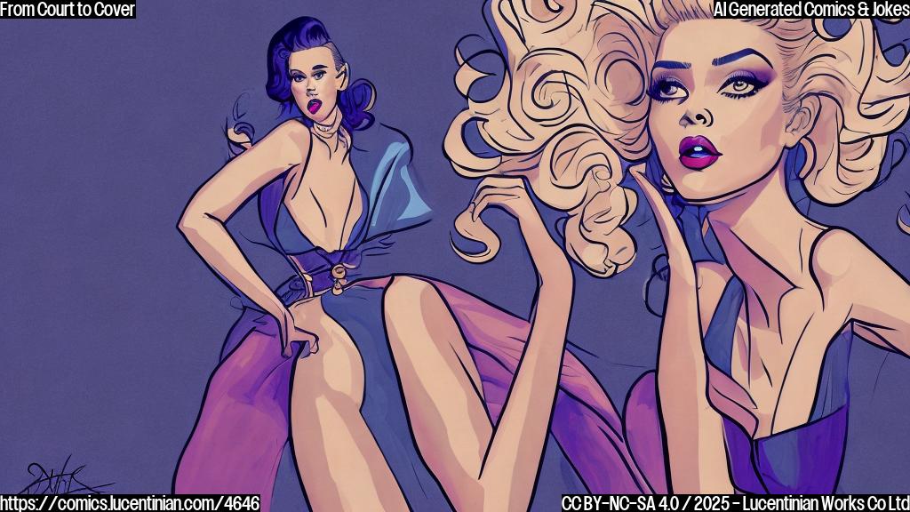 A cartoon drawing in plain color of a pop star in a stylish outfit, posing for a magazine cover photoshoot. The background should be a simple, solid color. The style should be reminiscent of classic magazine illustrations from the mid-20th century.